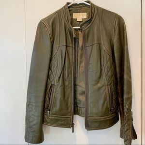 Michael Kors Green Leather Jacket